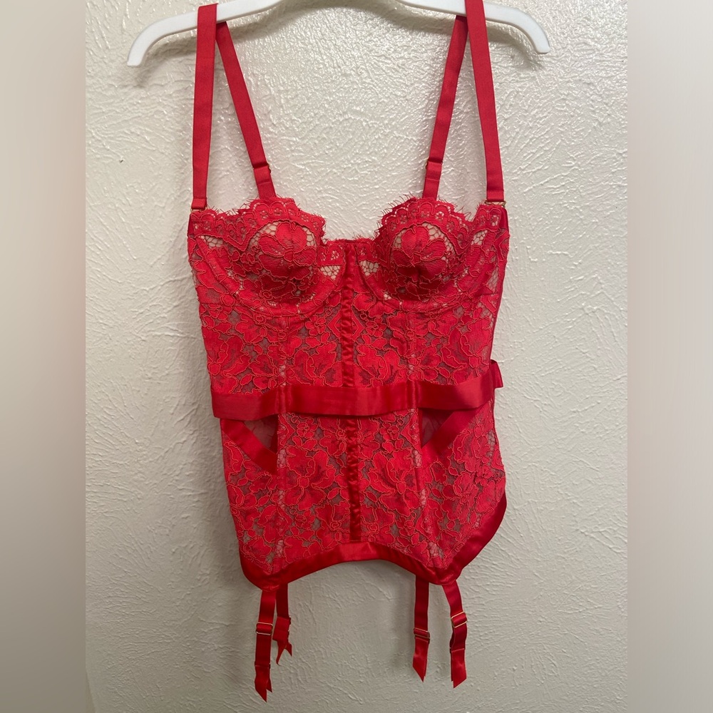 Bright Cherry Red Victoria’s Secret Bustier 36B